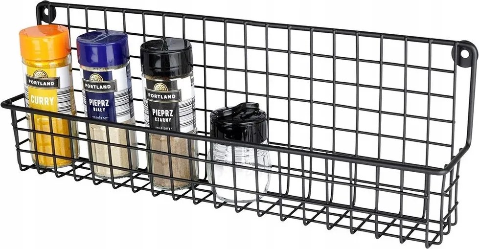 Fűszertartó polc falra akasztható fekete konyhai fűszertartó