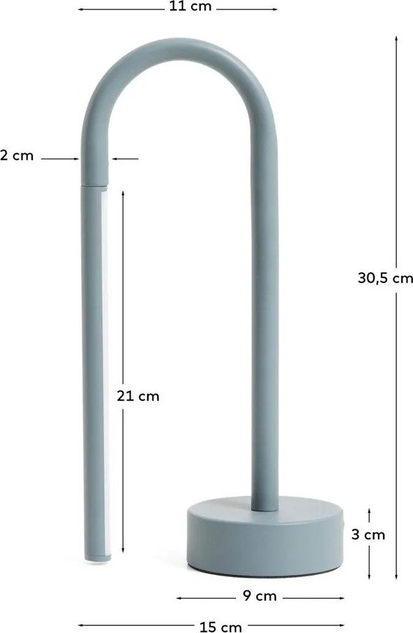 Világoskék fém LED asztali lámpa (magasság 30 cm) Bow – Kave Home
