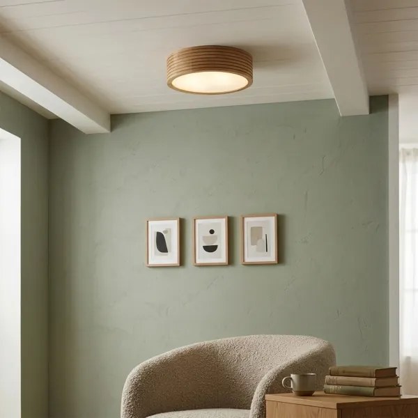 LINARO fürdőszobai mennyezeti lámpatest, 2xE27/15W/230V, IP54, tölgy, átmérő 27 cm