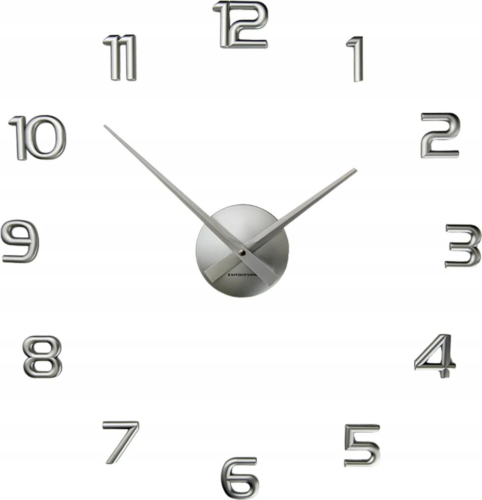 Ezüst matt falióra nappaliba, konyhába modern Little Numbers