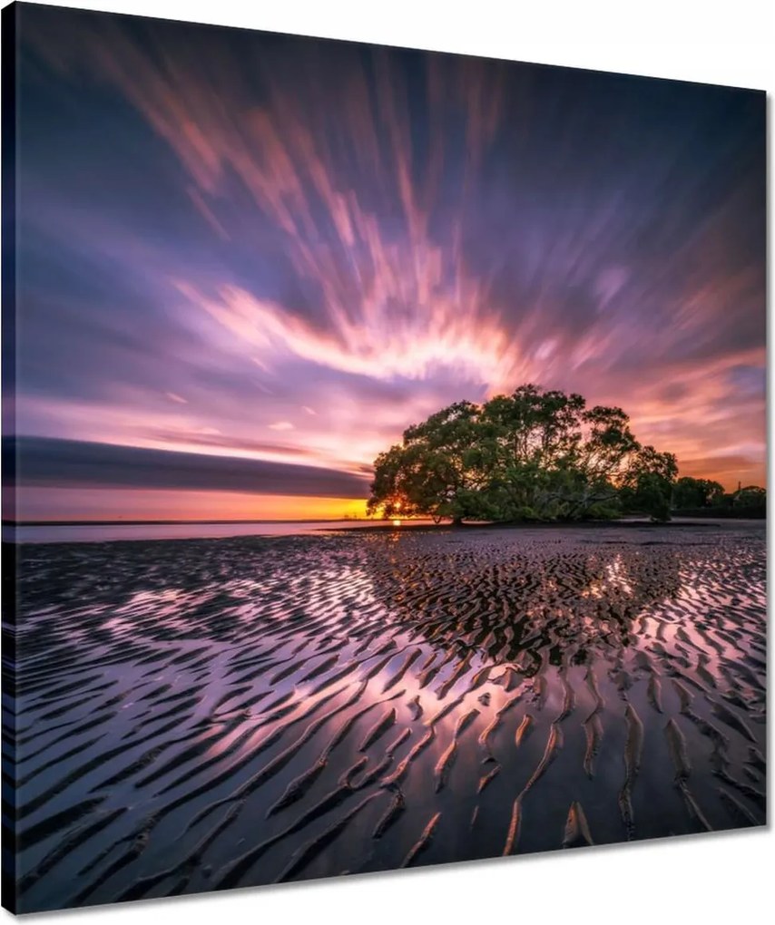 Vászonkép 50x50 Gyönyörű lila tájkép