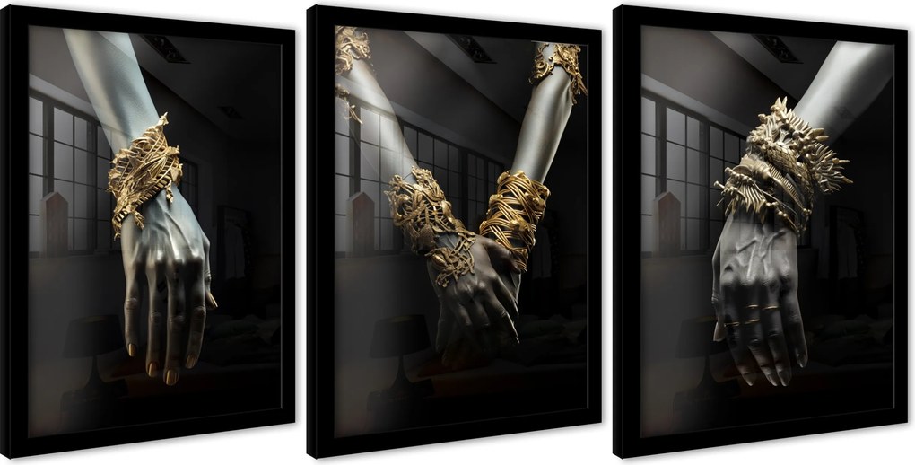 Poszterek Nő Kéz Glamour Falikép Keret Nagy Triptichon 103x219