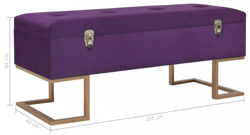 lila bársonypad tárolórekesszel 105 cm