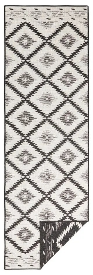 Malibu fekete-krémszínű kültéri szőnyeg, 80 x 250 cm - NORTHRUGS