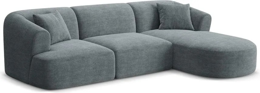 Sötétszürke kordbársony sarokkanapé (jobb oldali-heverő résszel) Campi – Cosmopolitan Design