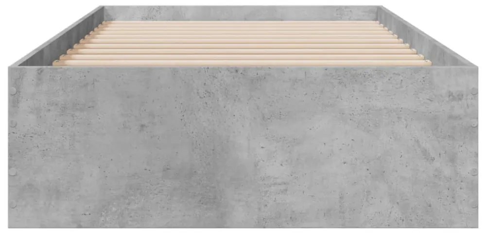 betonszürke szerelt fa ágykeret fiókokkal 90 x 200 cm