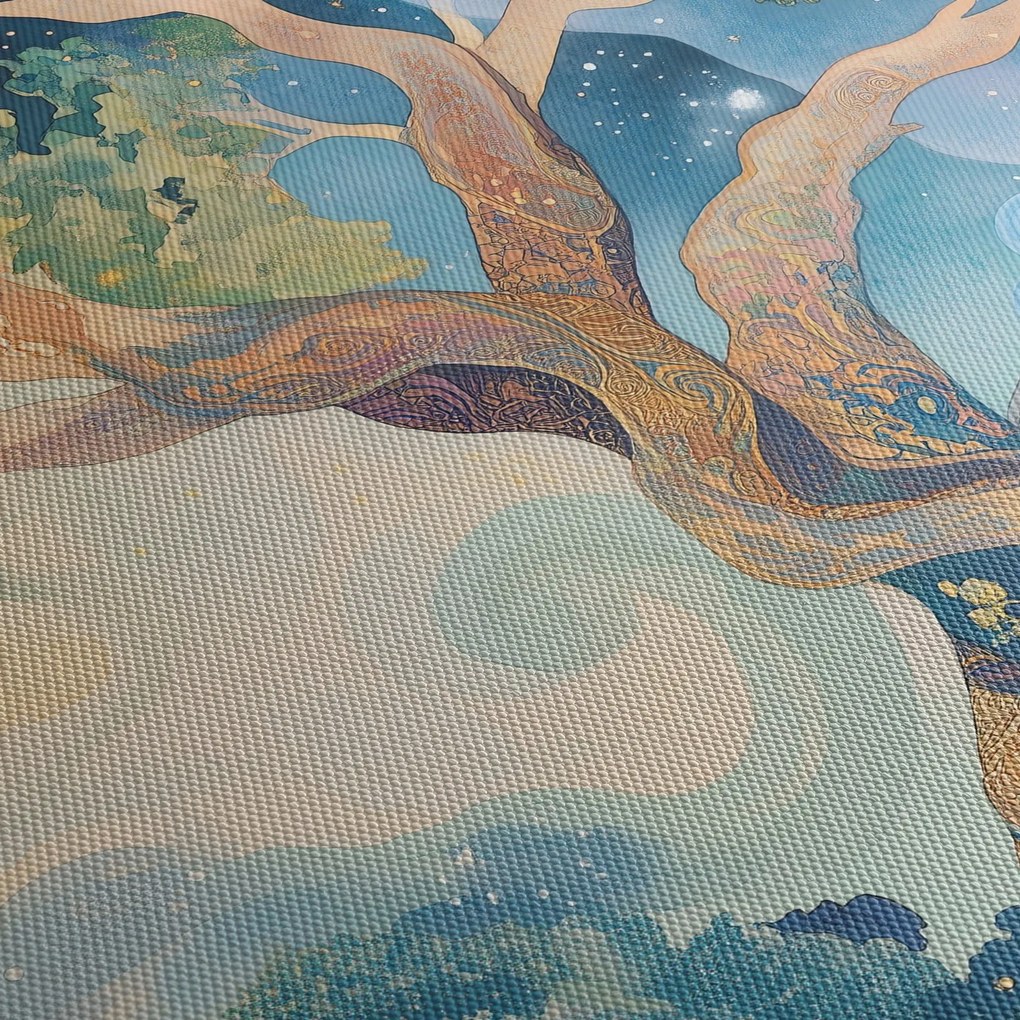 Kép – Kozmikus fa (órával) (90x30 cm)