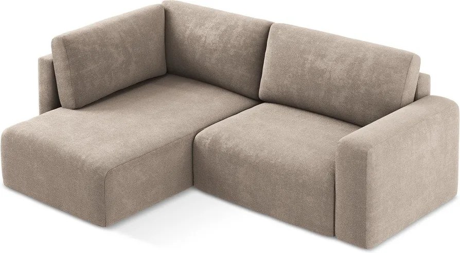 Bézs zsenília kinyitható-tárolóhelyes sarokkanapé (bal oldali-L alakú) Kona – Makamii