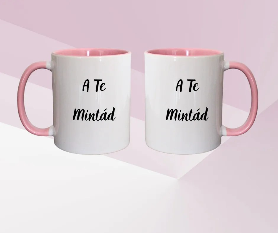 Egyedi Mintájú Fehér Bögre Fekete Belsővel és Füllel