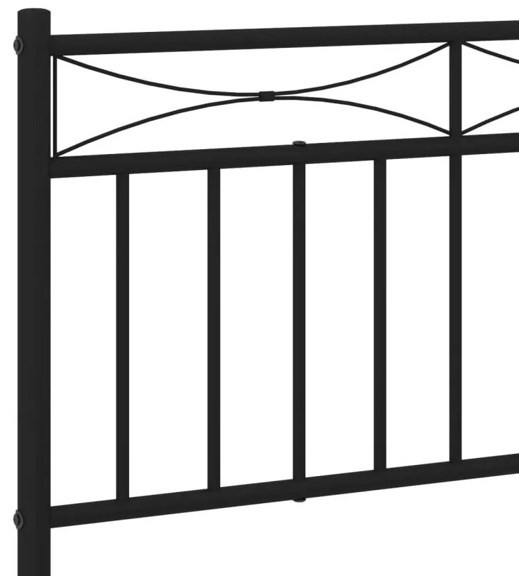 fekete fém ágykeret fejtámlával 107 x 203 cm