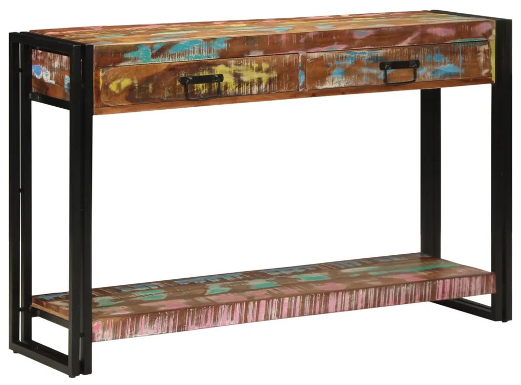 Többszínű Konzolasztal 120x33x75 cm Tömör újrahasznosított fa