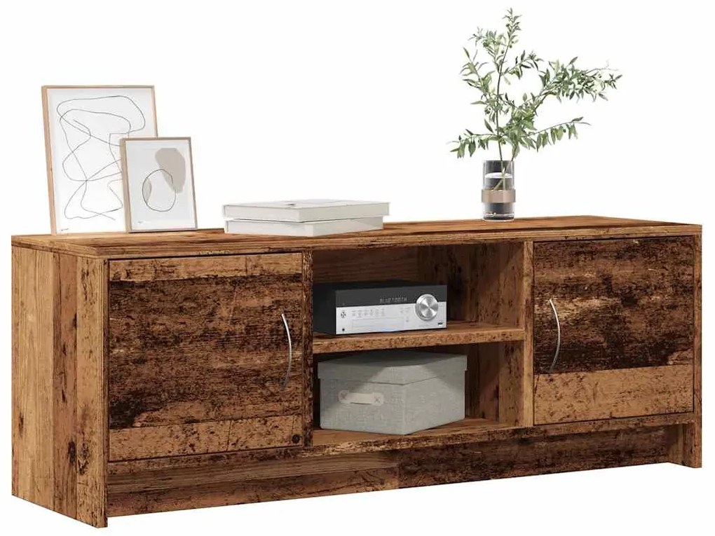 antik fa színű szerelt fa TV-szekrény 102 x 30 x 37,5 cm