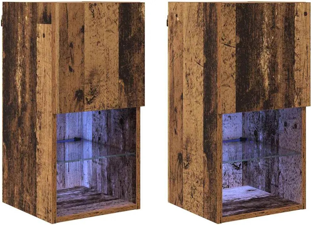 vidaXL Fali TV szekrények 2 pcs Öreg fa 30,5 x 30 x 60 cm Faanyag