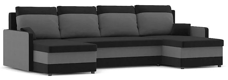 MILTON III kinyitható sarokkanapé, U alakú, normál szövet, hab töltőanyag, szín - fekete / szürke