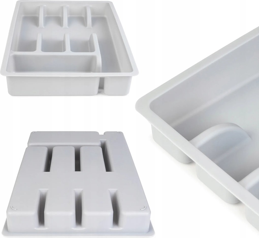 Műanyag Betét Fiókhoz Konyhai Rendszerező Evőeszközök Világos Szürke