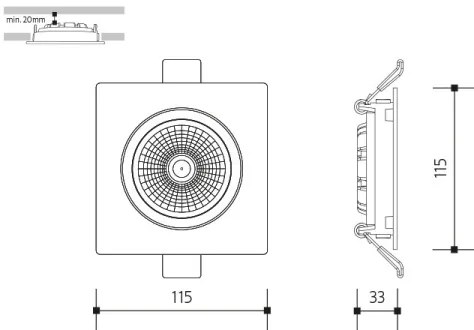 LED Beépíthető lámpa LED/18W/230V 3000K 11,5x11,5 cm fehér