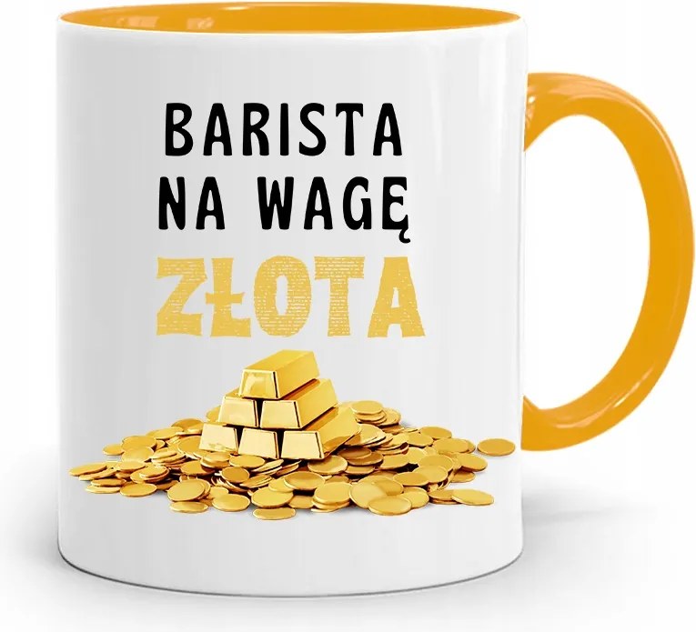 Barista Kávézó Bögre Sárga Ajándék fényképes nyomtatással