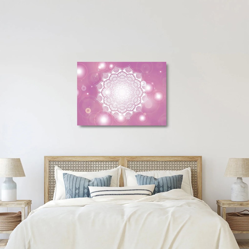Egy mandala képe rózsaszín háttérrel (üvegen) (70x50 cm)