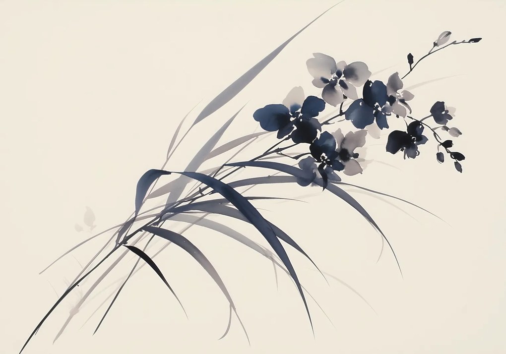 Poszter 66,5x46,5cm Orchidea szépiában