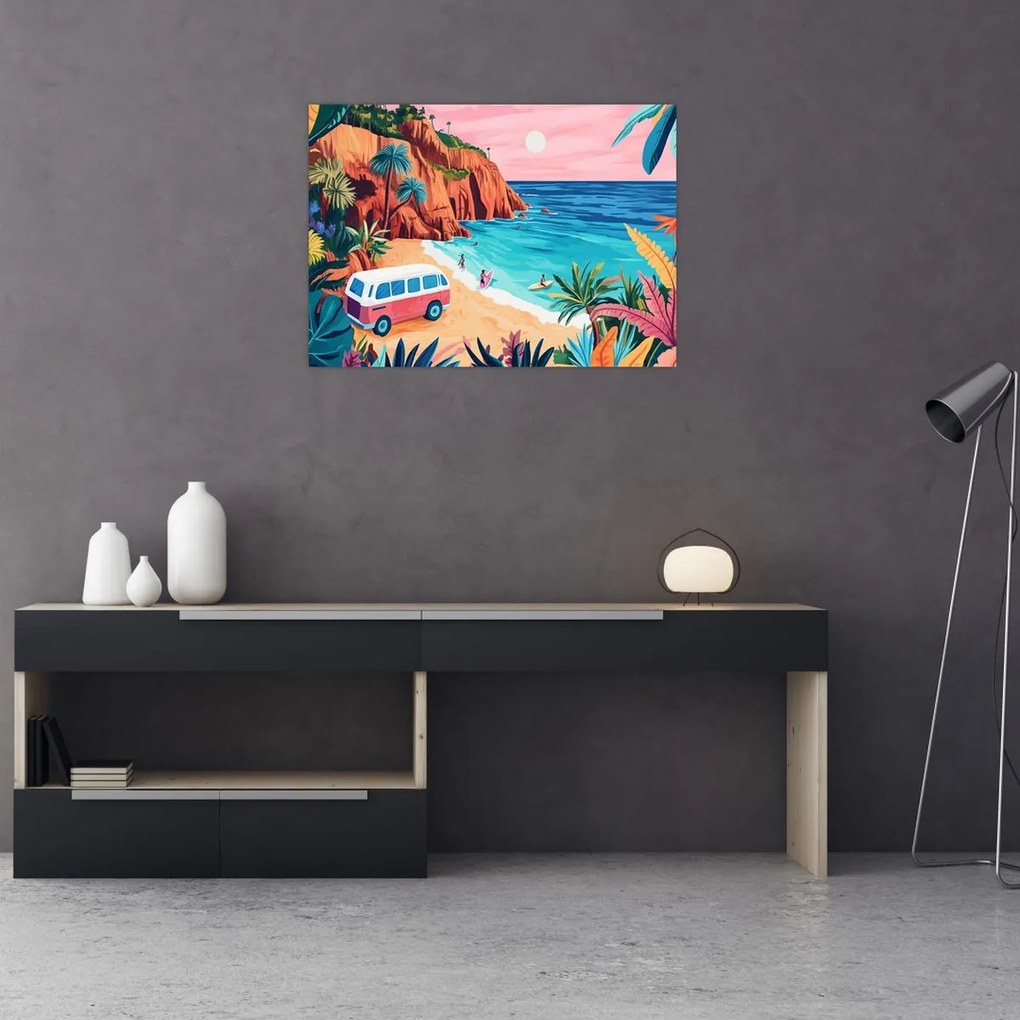 Kép - Lakóautó az óceánnál (70x50 cm)