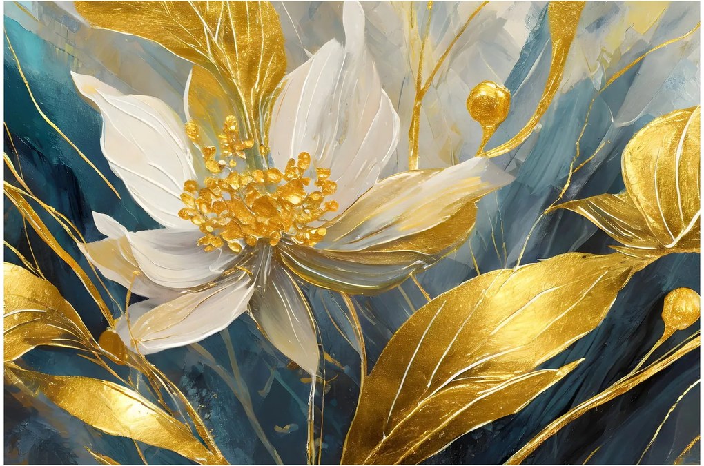 Kép - Festmény arany virágok (90x60 cm)