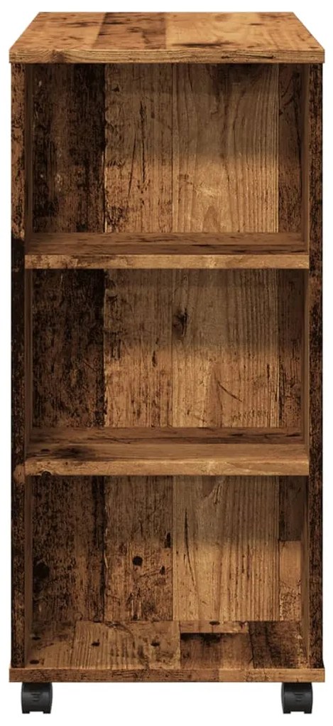 antik fa színű szerelt fa kerekes szekrény 60 x 35 x 75 cm