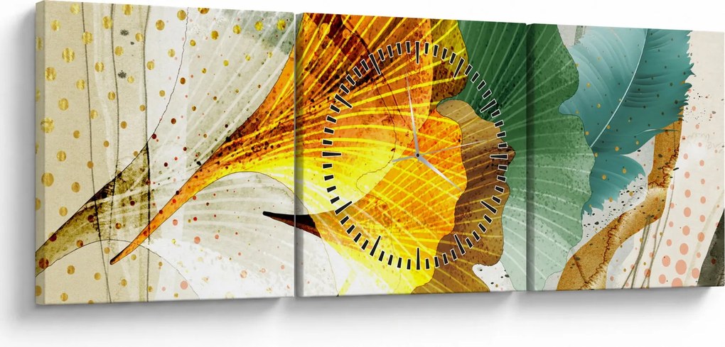 Kép - Levelek (órával) (90x30 cm)