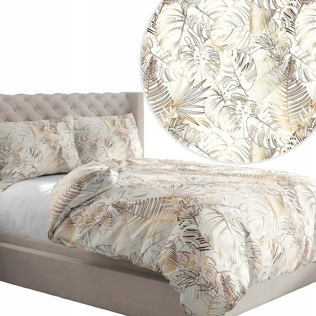 Ágynemű Garnitúra Ágyneműhuzat Garnitúra 160X200 CM Párnahuzat Szett Lengyel Levél Mintás 099