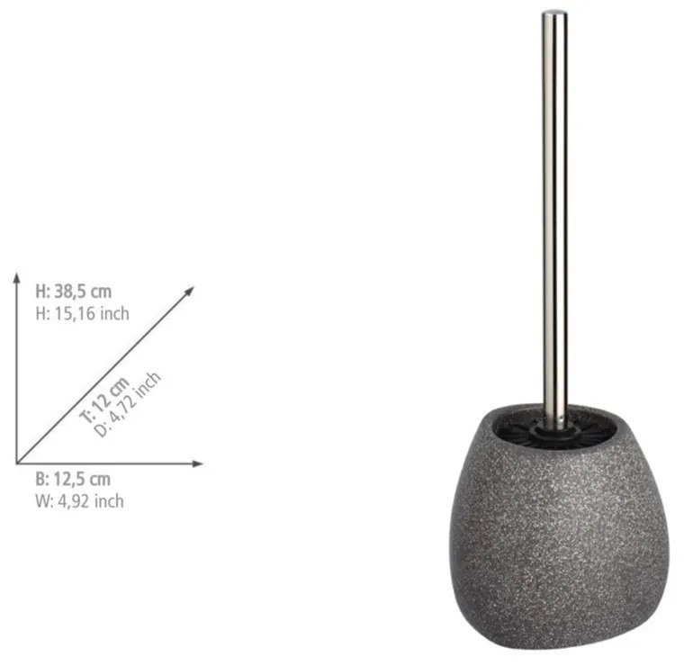 Pion szürke kerámia WC-kefe, magasság 38,5 cm - Wenko