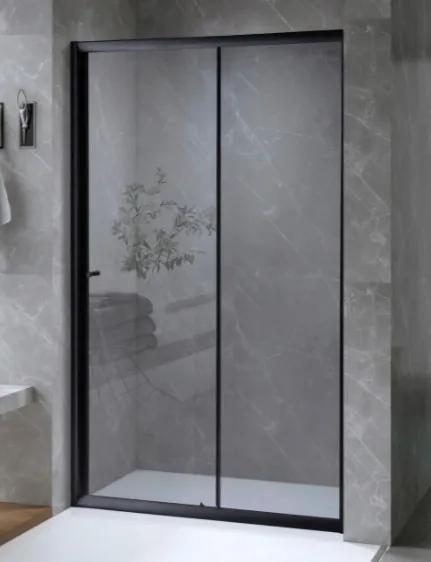 ARBO Glass elhúzható zuhanyajtó (tolóajtó) - fekete - 100 x 195 cm