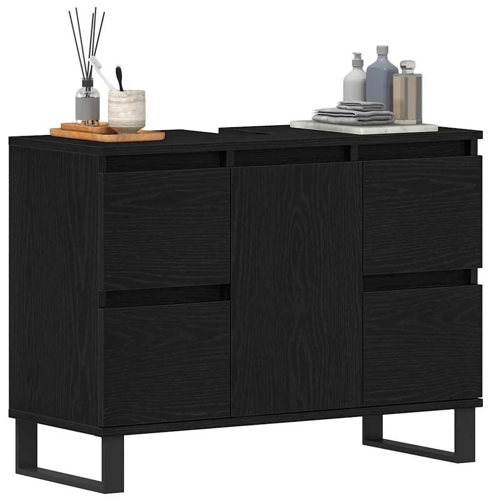 Fürdőszoba Székény fiókkal Musta tammi 80 x 33 x 60 cm Faanyag