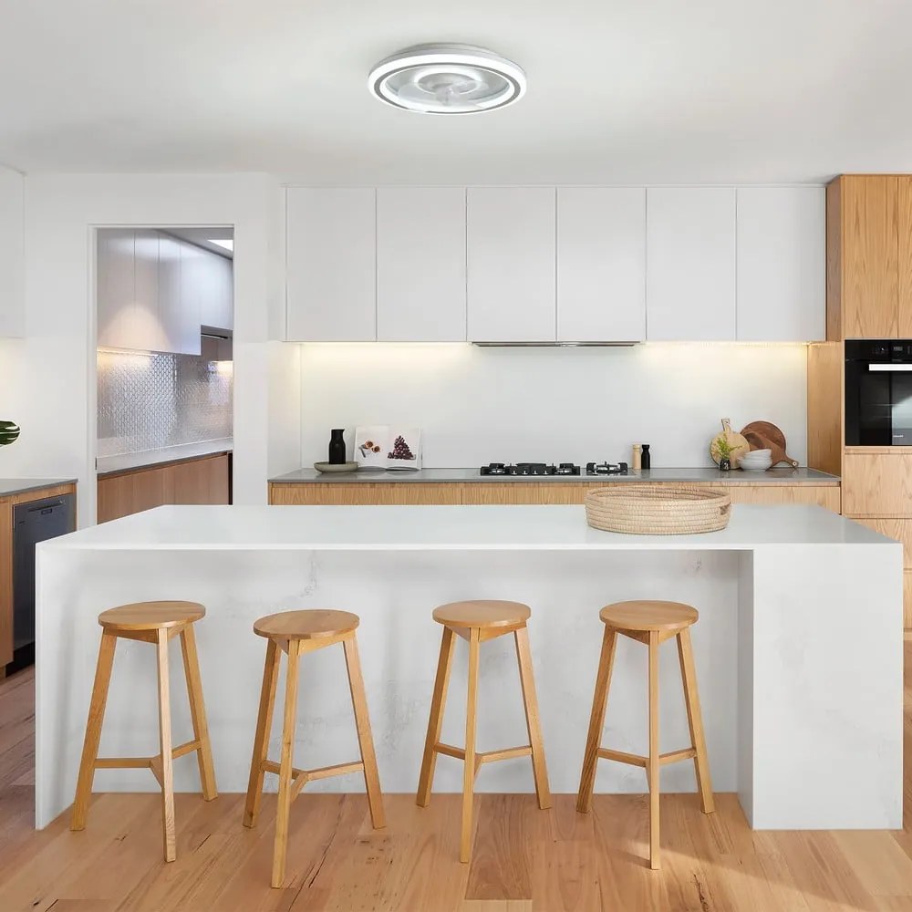 Fehér LED mennyezeti lámpa távirányítóval, ventilátorral Alan – SULION