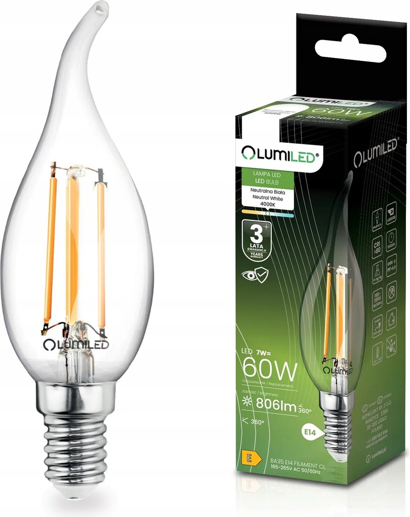 Led izzó Láng E14 7W 4000K Dekoratív gyertya