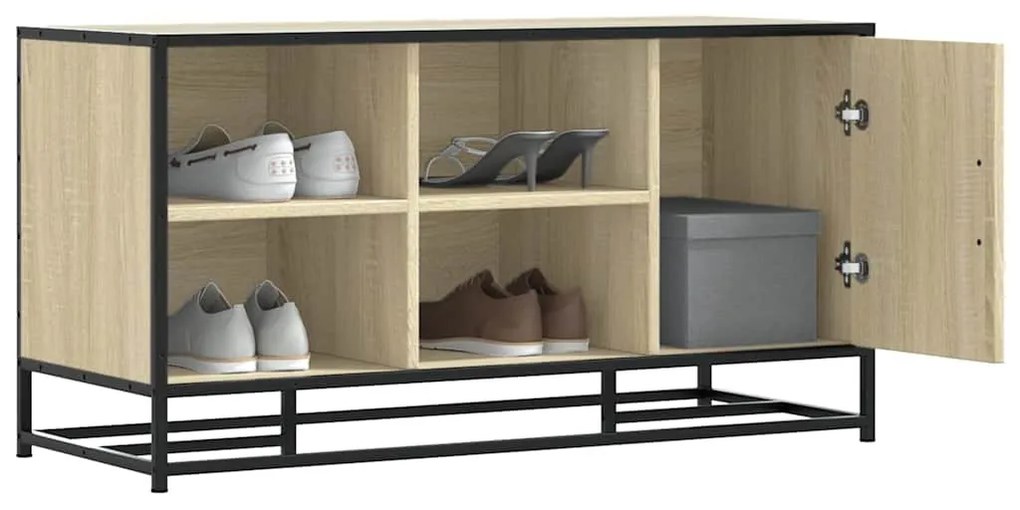 cipőpad Sonoma tölgy 100x40x53,5 cm Gépi fa és fém