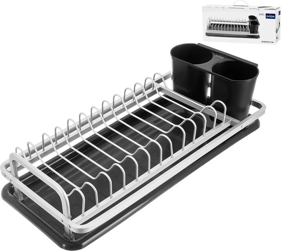 Fekete-fehér fém edényszárító 41,5x17 cm Deluxe – Orion