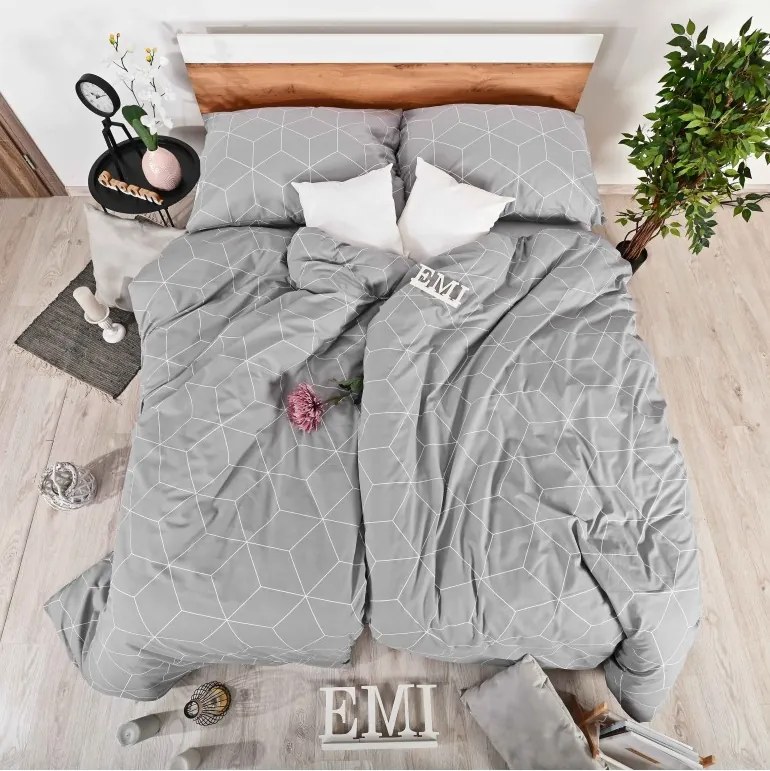 EMI Alya grey pamut ágyneműhuzat, A standard egyszemélyes ágy szett tartalma: 1x 140x200 + 1x 70x90