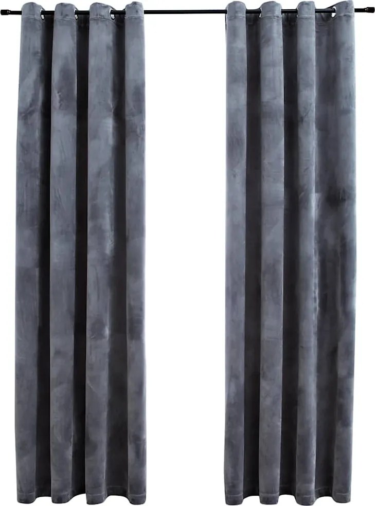 vidaXL 2 db antracit bársony sötétítőfüggöny gyűrűkkel 140 x 245 cm