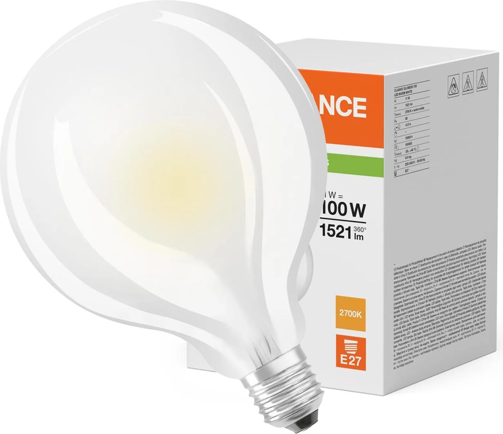 Izzó E27 Globe 11W 1521lm 2700K Meleg fényerőszabályozható Filament Ledvance
