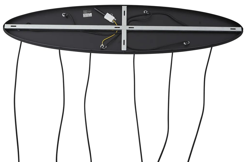 Függőlámpa fekete borostyán, füst és átlátszó üveggel 6-lámpás - Elena