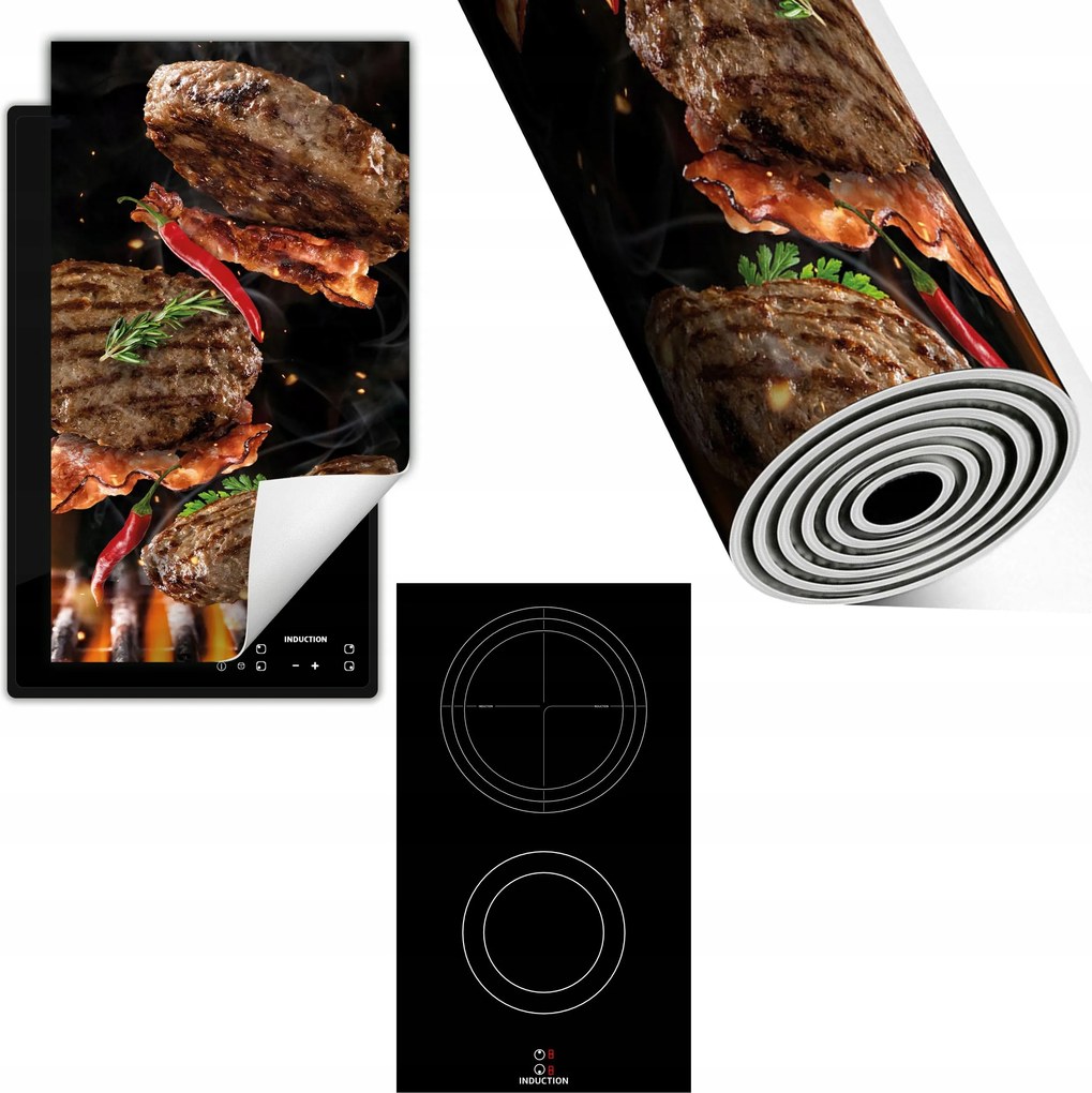 Indukciós Védőszőnyeg Konyhapult 30x52 fekete steak