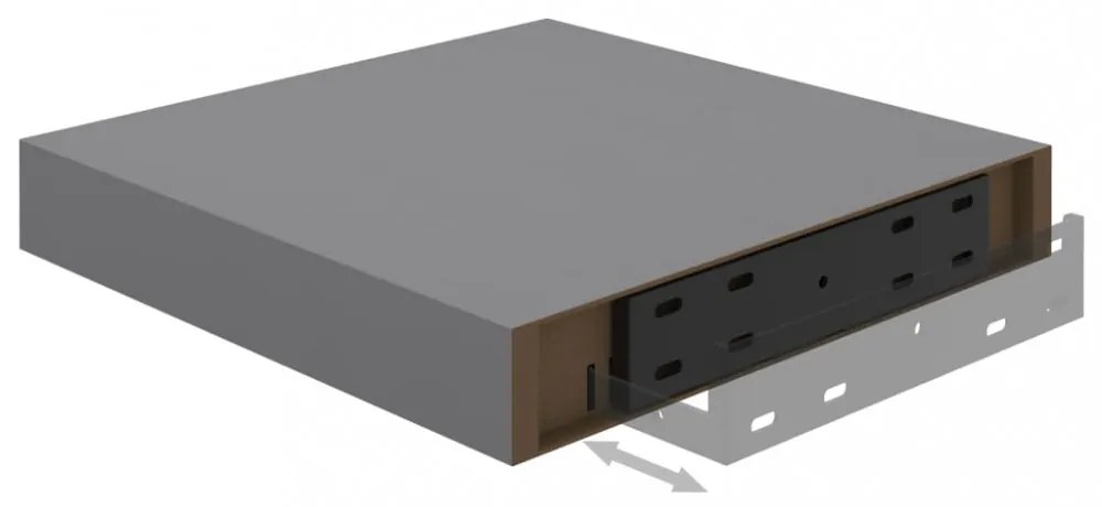 4 db szürke MDF lebegő fali polc 23 x 23,5 x 3,8 cm