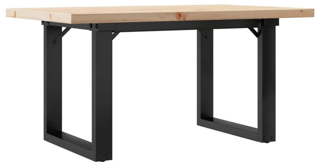 tömör fenyőfa és öntöttvas O-vázú dohányzóasztal 80x50x40,5 cm