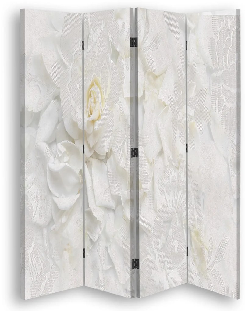 Gario Paraván Fehér virágok Méret: 145 x 170 cm, Kivitelezés: Klasszikus paraván