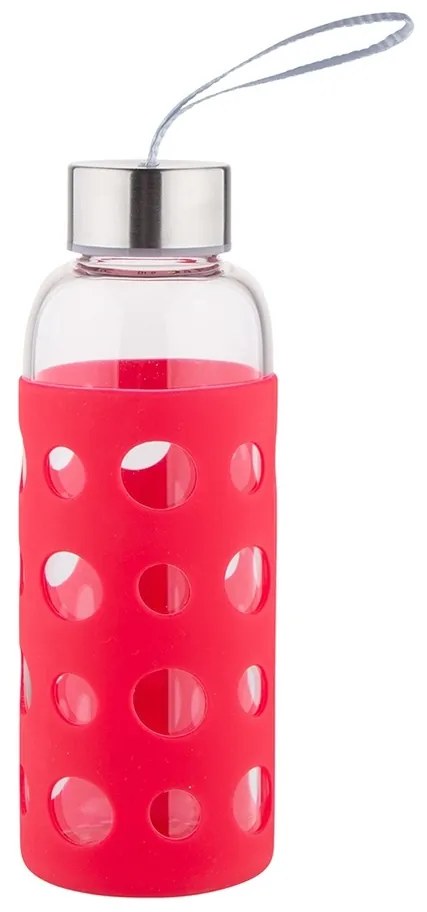 Altom Üveg vizes palack szilikonhüvelyben 425 ml,piros