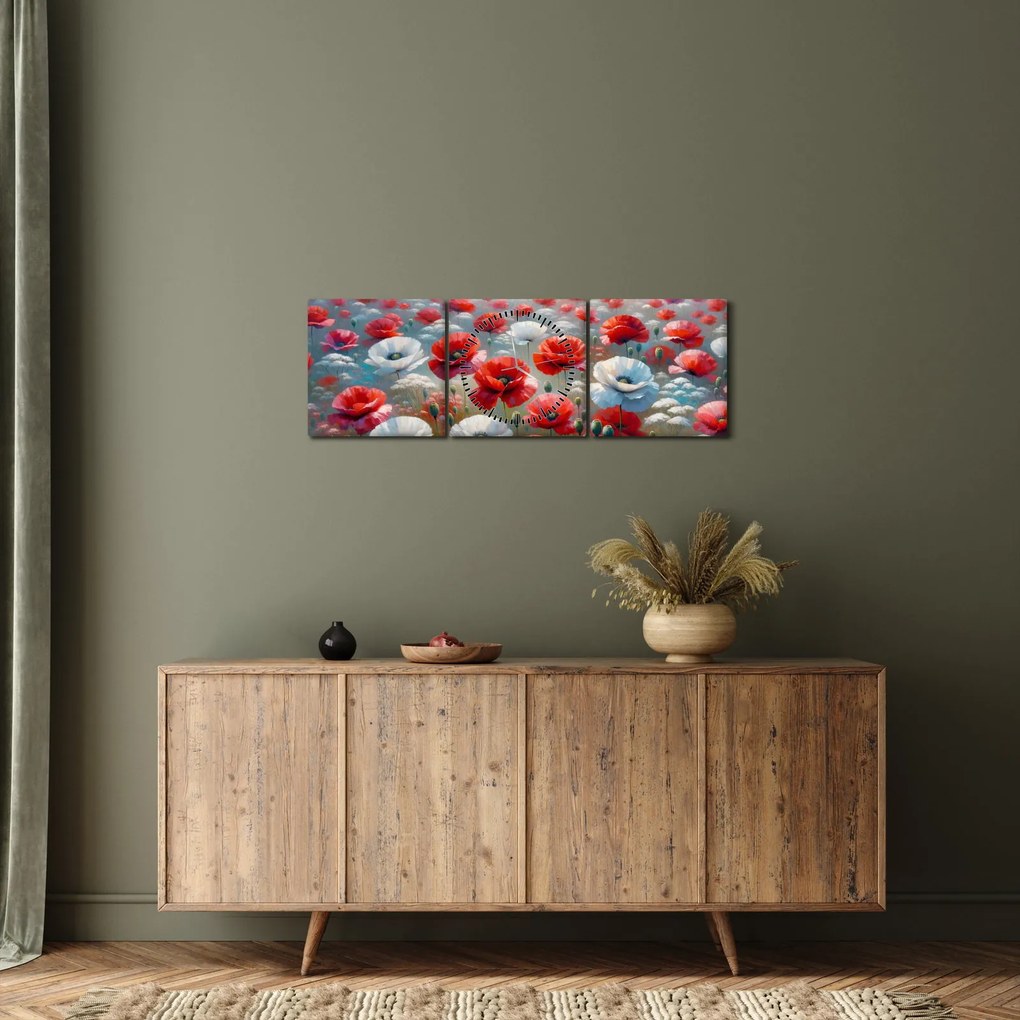 Kép - Pipacsmező (órával) (90x30 cm)
