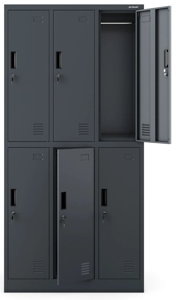 6 ajtós IGOR öltözőszekrény, 900 x 1850 x 450 mm, antracit