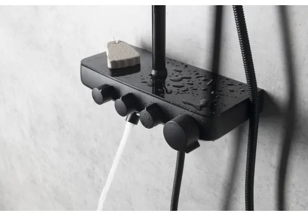 Aqualine - Zuhanygarnitúra csappal és kiegészítő mini csappal FARRAO matt fekete