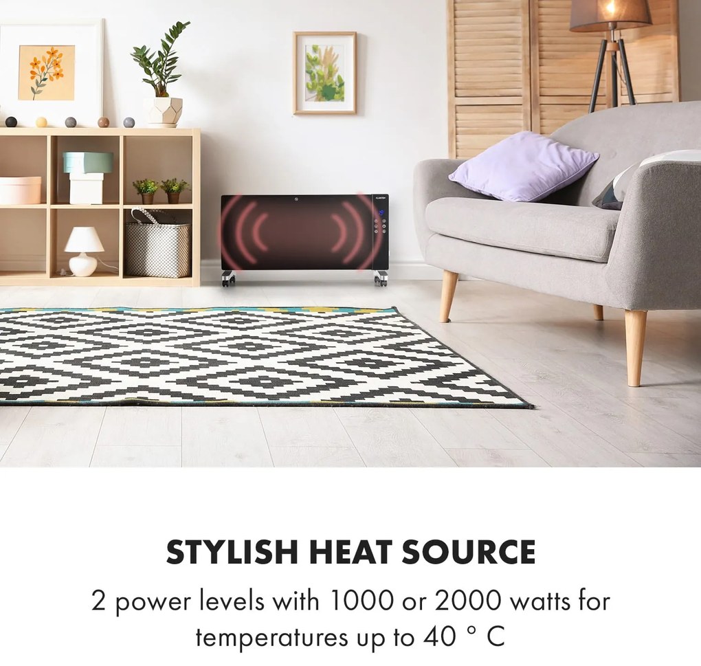 Klarstein Lindholm, konvektor, termosztát, időzítő, 2000 W