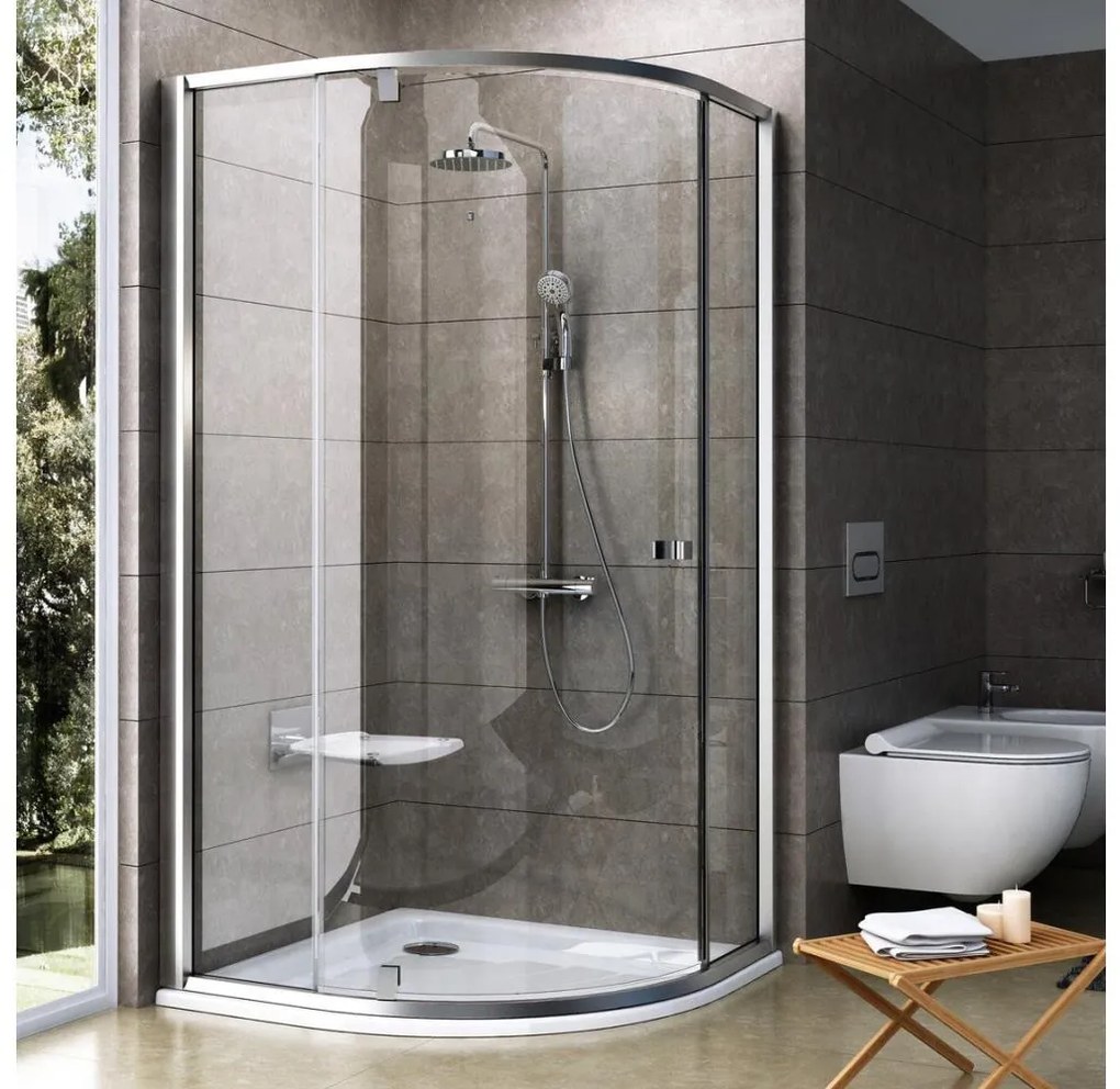 Ravak 37677U00Z1 - Háromrészes negyedköríves PIVOT zuhanykabin 90x90 cm szatinált