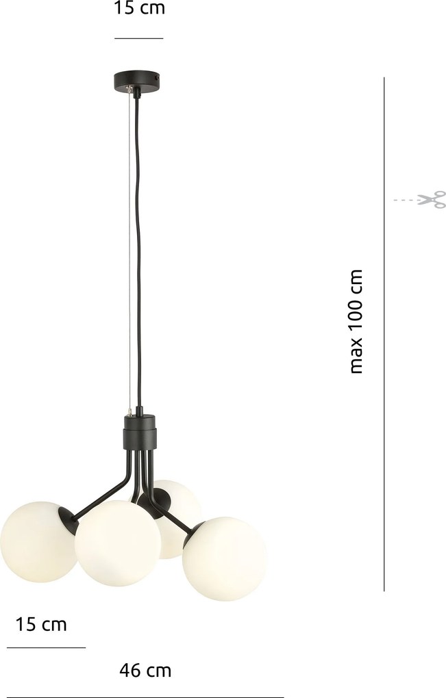 Emibig modern skandináv függeszték nova fehér fekete emi1138/4
